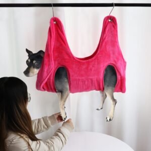 Dog grooming hammock for nail trimming — suspended restraint sling