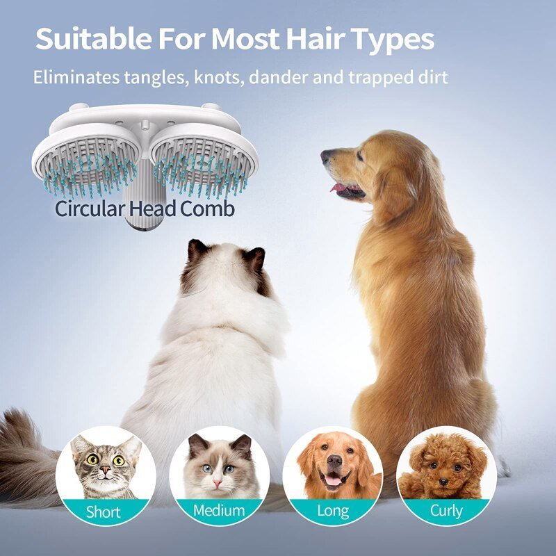 Double-headed negative ion self-cleaning slicker brush for dogs and cats