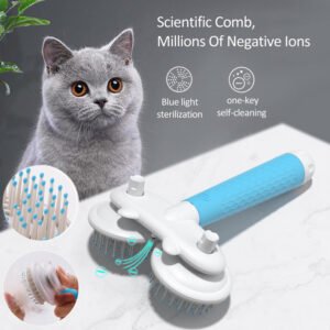 Double-headed negative ion self-cleaning slicker brush for dogs and cats