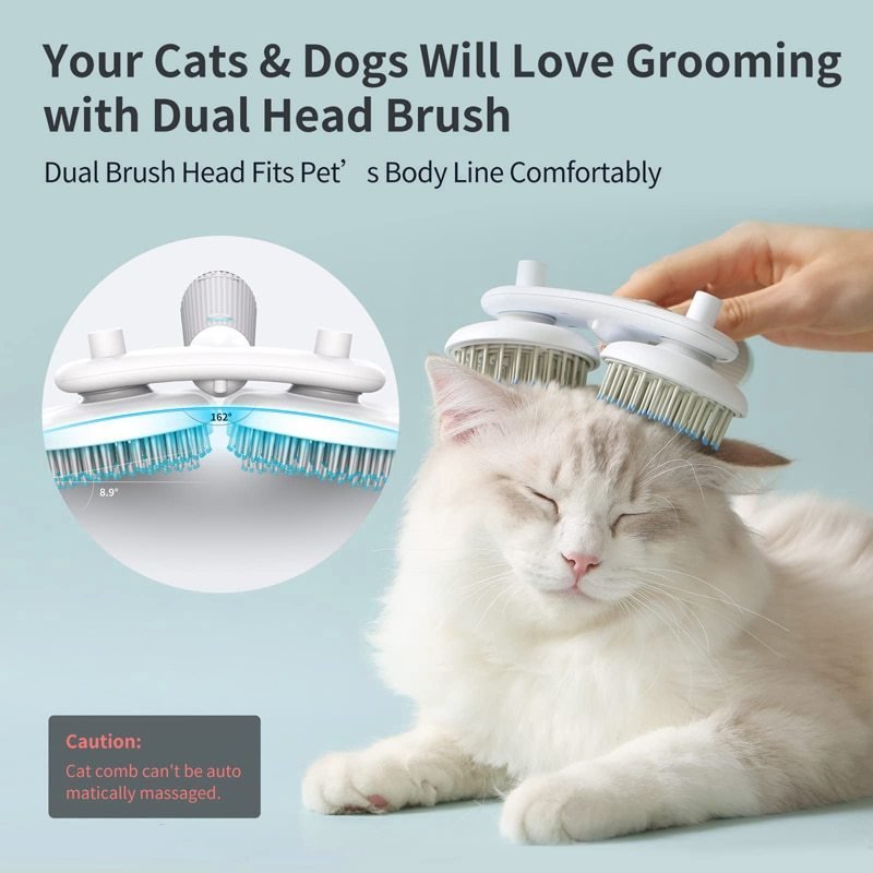 Double-headed negative ion self-cleaning slicker brush for dogs and cats