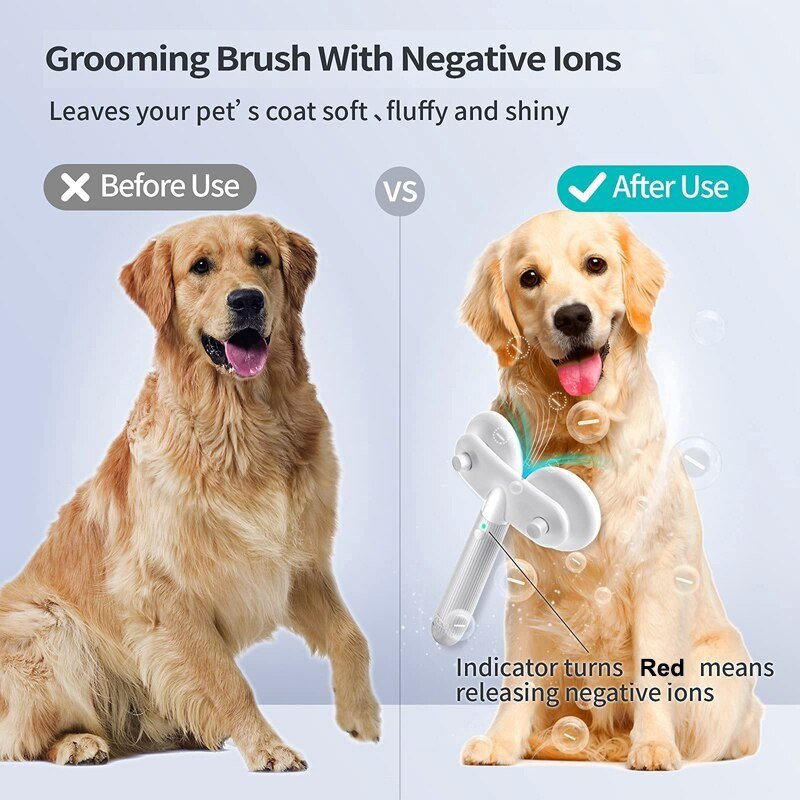 Double-headed negative ion self-cleaning slicker brush for dogs and cats