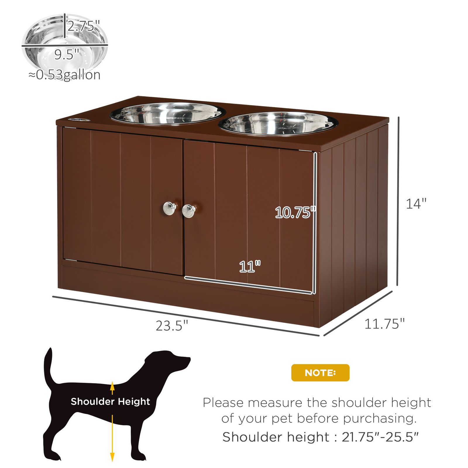 Elevated wooden dog feeding station with storage cabinet (photo 5)