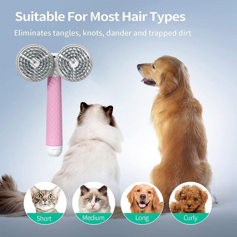 Double-headed negative ion self-cleaning slicker brush for dogs and cats